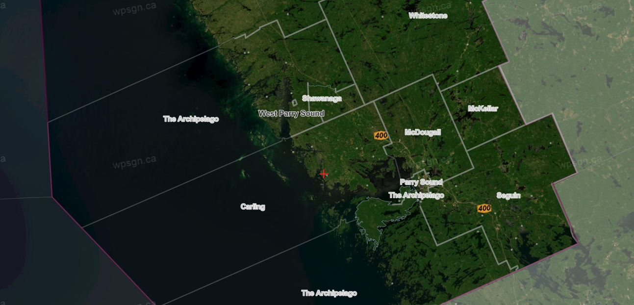 Image of the West Parry Sound District map from the WPSGN website